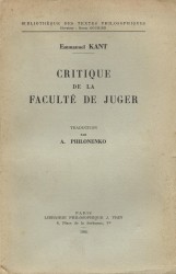 CRITIQUE DE LA FACULTÉ DE JUGER. Traduction par A. Philonenko.