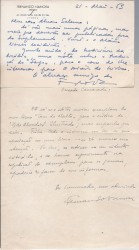 2 CARTAS MANUSCRITAS DE FERNADO NAMORA DIRIGIDA AO ESCRITOR E CRITICO LITERÁRIO ÁLVARO SALEMA.